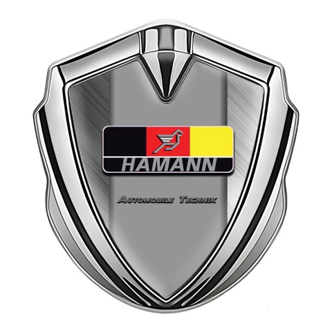 Hamann Domed Emblem Badge Silver Brushed Aluminum German Motif