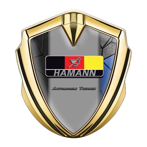 Hamann Emblem Metal Badge Gold Blue Mosaic German Motif