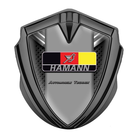 Hamann Emblem Auto Zeichen Graphit Tonfarbe Perforierter Basis mit Deutsch Motiv 