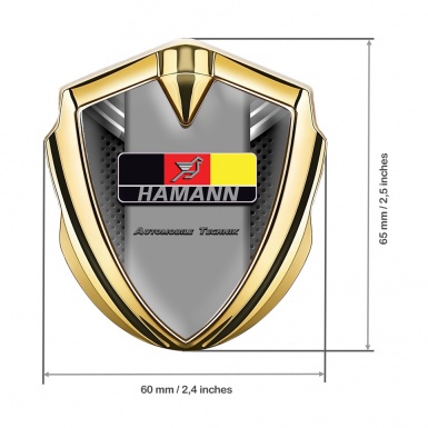 Hamann Emblem Auto Zeichen Goldtonfarbe Perforierter Basis mit Deutsch Motiv