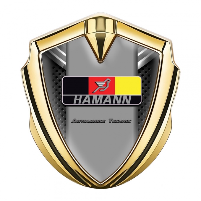 Hamann Emblem Auto Zeichen Goldtonfarbe Perforierter Basis mit Deutsch Motiv