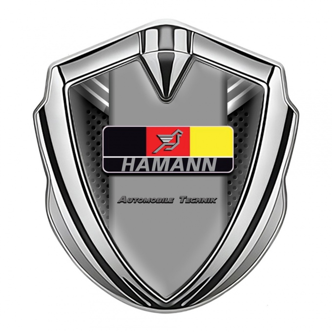 Hamann Emblem Auto Zeichen Silbertonfarbe Perforierter Basis mit Deutsch Motiv