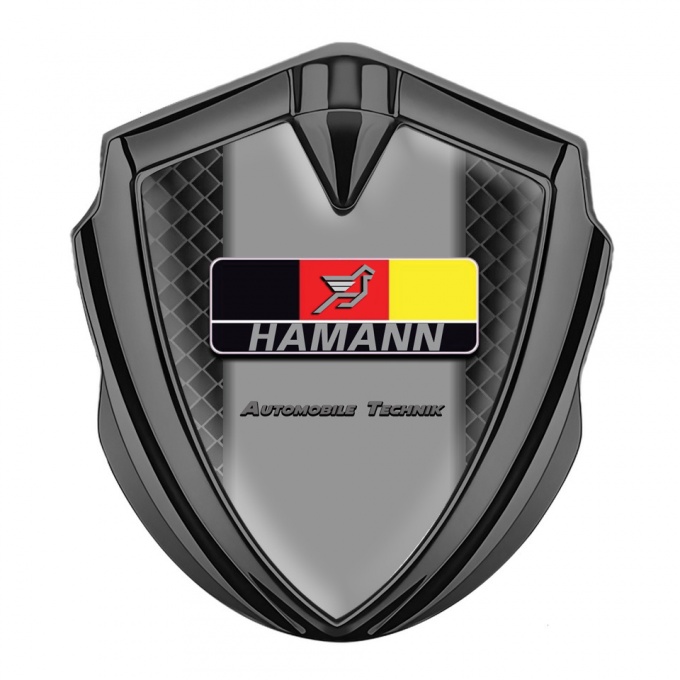 Hamann Selbstklebendes Metallaufkleber Emblem Graphit Tonfarbe Dunkles Mesh mit Deutsch Motiv  