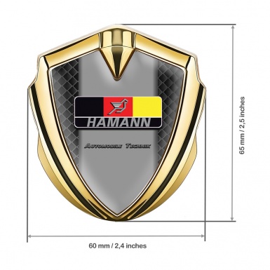 Hamann Selbstklebendes Metallaufkleber Emblem Goldtonfarbe Dunkles Mesh mit Deutsch Motiv