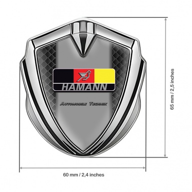 Hamann Selbstklebendes Metallaufkleber Emblem Silbertonfarbe Dunkles Mesh mit Deutsch Motiv