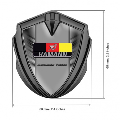 Hamann Emblem Logo Schriftzug Aufkleber Graphit Tonfarbe Graue Kratzer Effekt und Deutsch Logo Motiv 