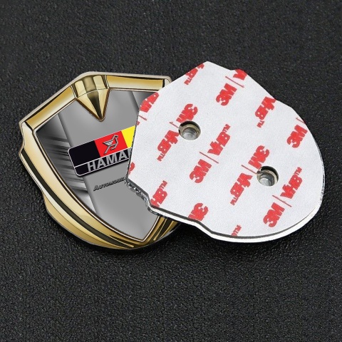 Hamann Metal Domed Emblem Gold Grey Stripes German Motif