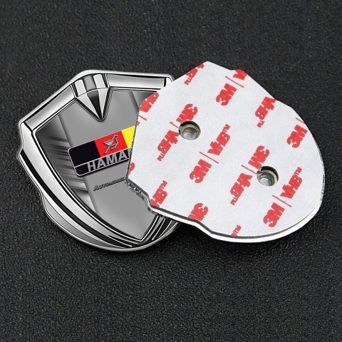 Hamann Metal Domed Emblem Silver Grey Stripes German Motif