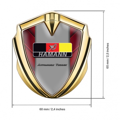 Hamann Seitenflugel Emblem Aufkleber Goldtonfarbe Rote V Form Elemente mit Deutsch Logo Motiv