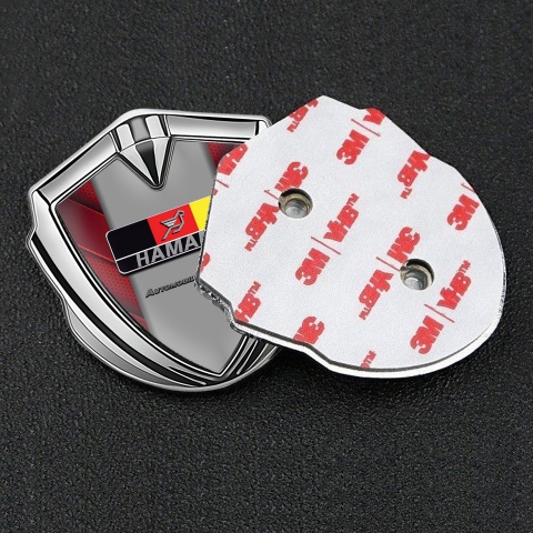 Hamann Emblem Badge Self Adhesive Silver Red Hex German Motif