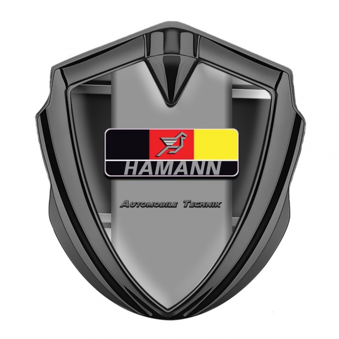 Hamann Emblem Abzeichen Graphit Tonfarbe Metall Rahmen Deutsch Logo 