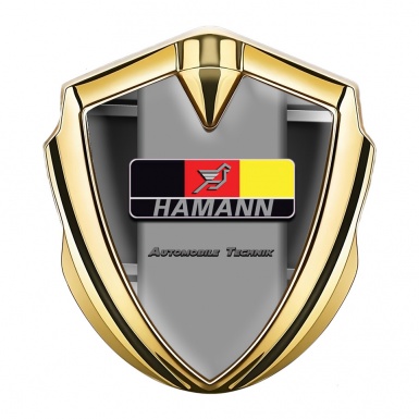 Hamann Emblem Abzeichen Goldtonfarbe Metall Rahmen Deutsch Logo