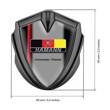 Hamann Emblem Abzeichen selbstklebend Graphit Tonfarbe Schwarz Print mit Rote Band Stil 