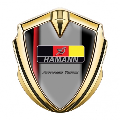 Hamann Emblem Abzeichen selbstklebend Goldtonfarbe Schwarz Print mit Rote Band Stil