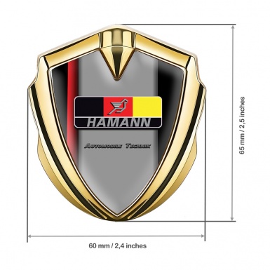 Hamann Emblem Abzeichen selbstklebend Goldtonfarbe Schwarz Print mit Rote Band Stil