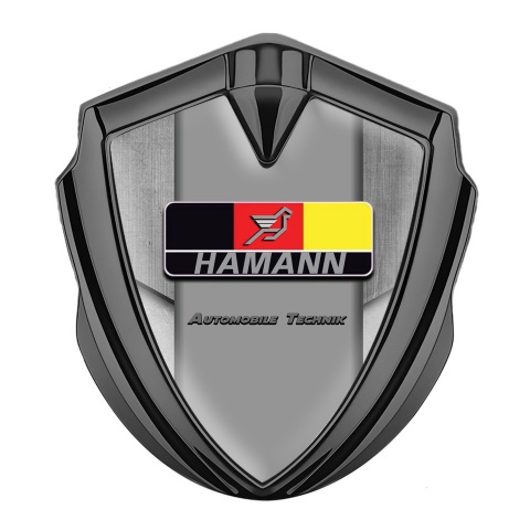 Hamann Metal Emblem Badge Graphite Tarmac Texture German Motif