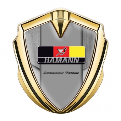 Hamann Emblem Auto Zeichen Goldtonfarbe Steinplatte Effekt mit Deutsch Motiv