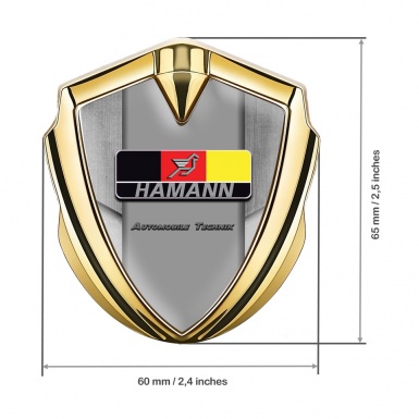 Hamann Emblem Auto Zeichen Goldtonfarbe Steinplatte Effekt mit Deutsch Motiv