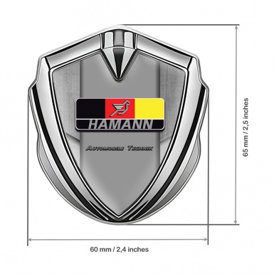 Hamann Emblem Auto Zeichen Silbertonfarbe Steinplatte Effekt mit Deutsch Motiv