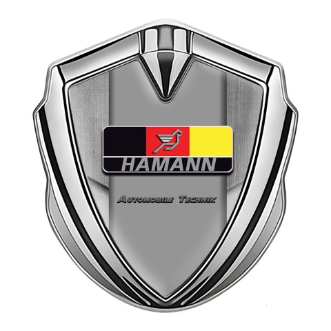 Hamann Metal Emblem Badge Silver Tarmac Texture German Motif