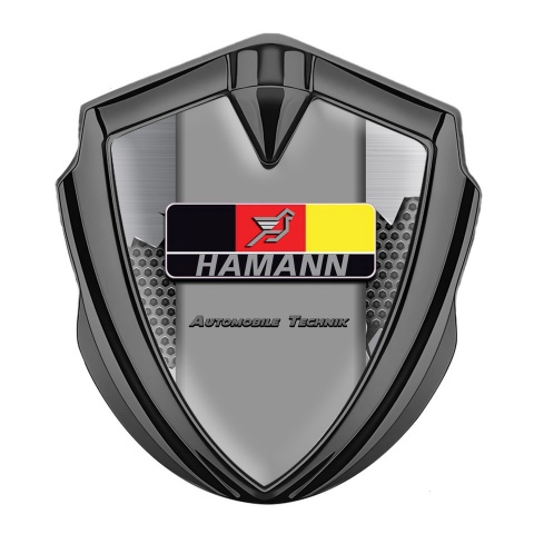 Hamann Domed Emblem Badge Graphite Broken Steel German Motif