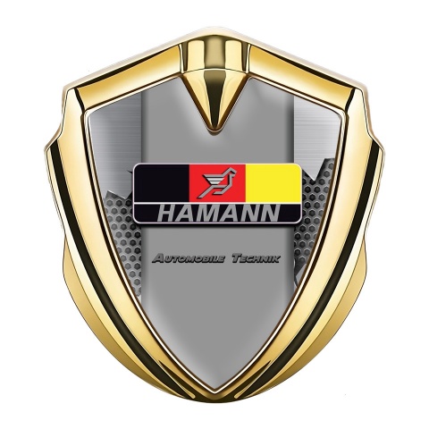 Hamann Domed Emblem Badge Gold Broken Steel German Motif