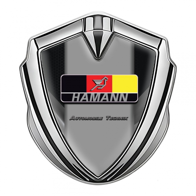 Hamann Emblem Logo Schriftzug Aufkleber Silbertonfarbe Schwarz Grau Elemente mit Deutsch Motiv