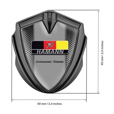 Hamann Seitenflugel Emblem Aufkleber Graphit Tonfarbe Metall Gitter und Deutsch Logo 