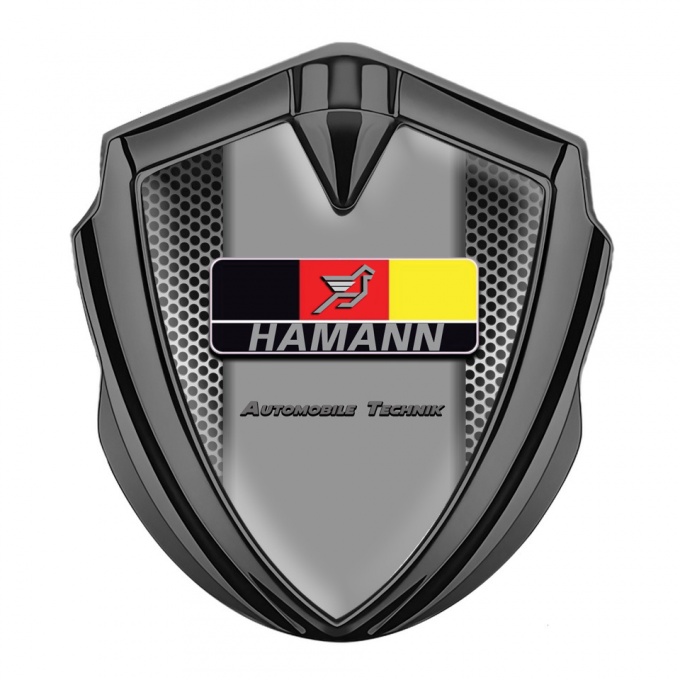 Hamann Seitenflugel Emblem Aufkleber Graphit Tonfarbe Metall Gitter und Deutsch Logo 