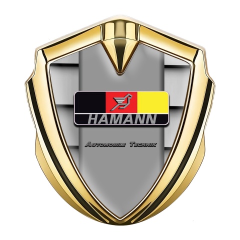 Hamann Emblem Metal Badge Gold Ribbed Texture German Motif