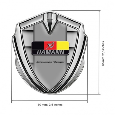 Hamann Emblem Metal Badge Silver Ribbed Texture German Motif