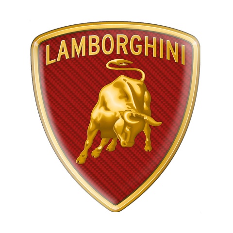 Lamborghini Emblem Silicone Sticker Steel Red Carbon Edition
