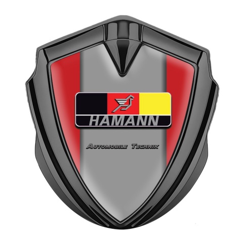 Hamann Metal Domed Emblem Graphite Red Grey Base German Motif