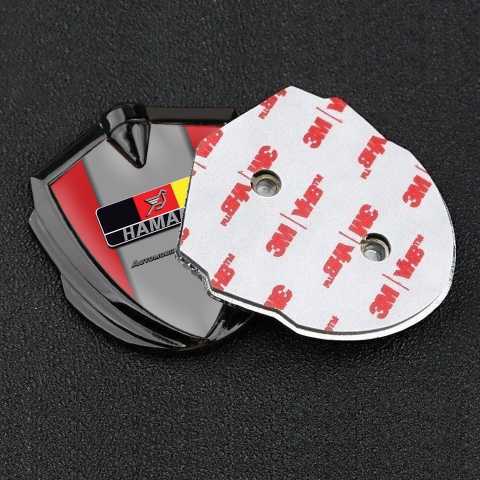 Hamann Metal Domed Emblem Graphite Red Grey Base German Motif