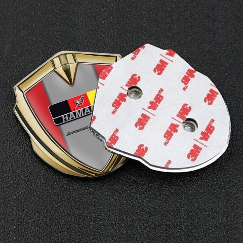 Hamann Metal Domed Emblem Gold Red Grey Base German Motif