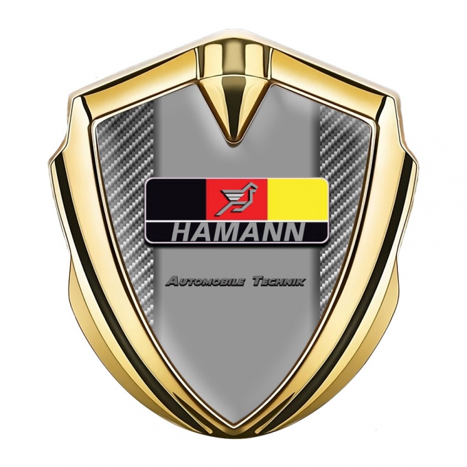 Hamann Selbstklebendes Metallaufkleber Emblem Goldtonfarbe Grau Carbon Deutsch Motiv