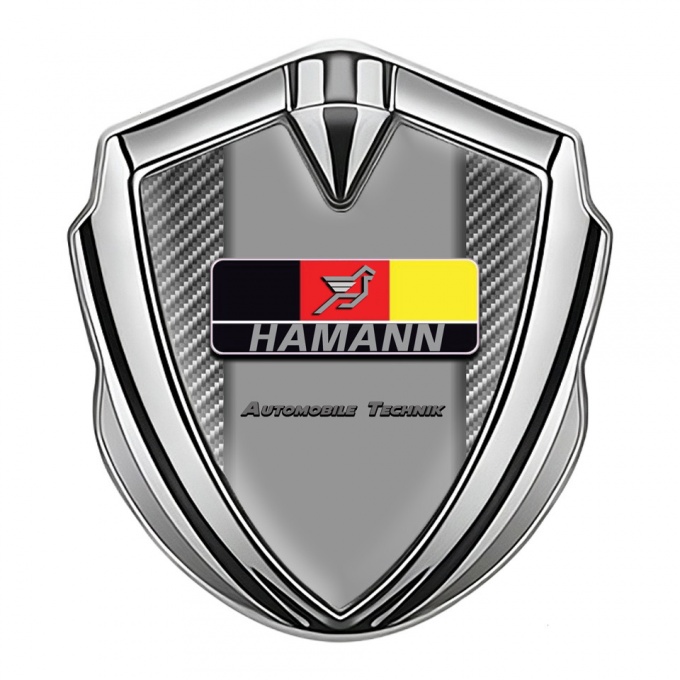 Hamann Selbstklebendes Metallaufkleber Emblem Silbertonfarbe Grau Carbon Deutsch Motiv