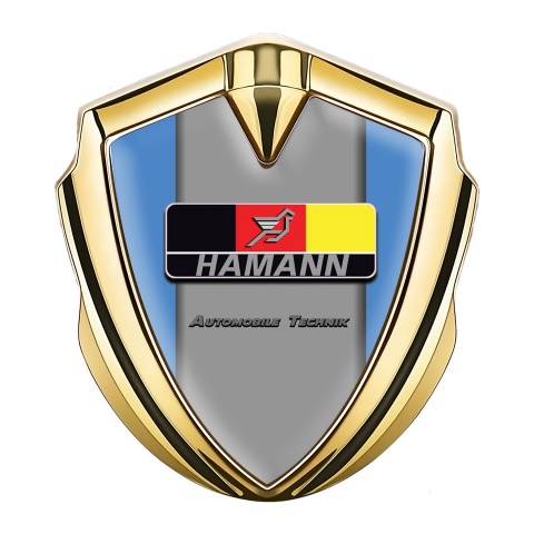 Hamann Metal Emblem Self Adhesive Gold Blue Base German Motif