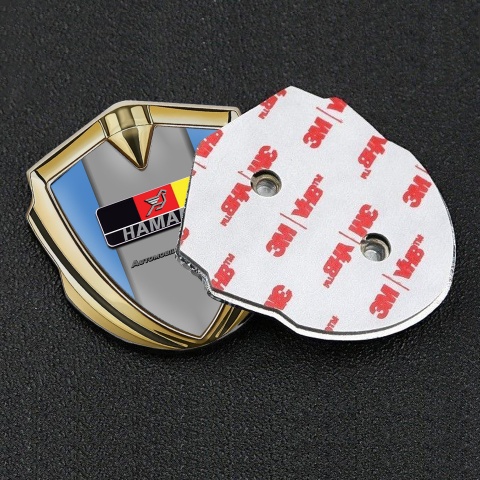 Hamann Metal Emblem Self Adhesive Gold Blue Base German Motif