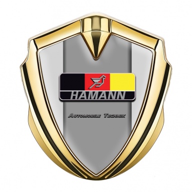 Hamann Emblem Abzeichen Goldtonfarbe Grau Basis mit Deutsch Logo Motiv