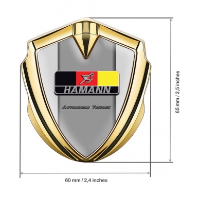 Hamann Emblem Abzeichen Goldtonfarbe Grau Basis mit Deutsch Logo Motiv