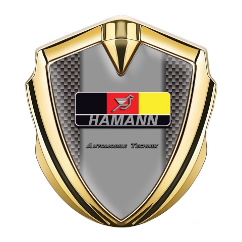 Hamann Emblem Abzeichen selbstklebend Goldtonfarbe Braun Carbon mit Deutsch Motiv