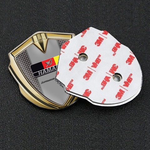 Hamann Emblem Abzeichen selbstklebend Goldtonfarbe Braun Carbon mit Deutsch Motiv