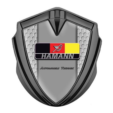 Hamann Emblem Auto Zeichen Graphit Tonfarbe Wabeneffekt Basis mit Deutsch Logo Stil 