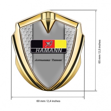 Hamann Emblem Auto Zeichen Goldtonfarbe Wabeneffekt Basis mit Deutsch Logo Stil