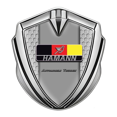 Hamann Emblem Auto Zeichen Silbertonfarbe Wabeneffekt Basis mit Deutsch Logo Stil