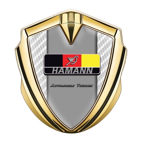 Hamann Domed Emblem Badge Gold White Carbon German Motif