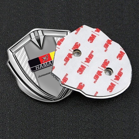 Hamann Domed Emblem Badge Silver White Carbon German Motif