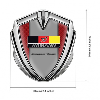 Hamann Selbstklebendes Metallaufkleber Emblem Silbertonfarbe Rote Carbon mit Deutsch Logo