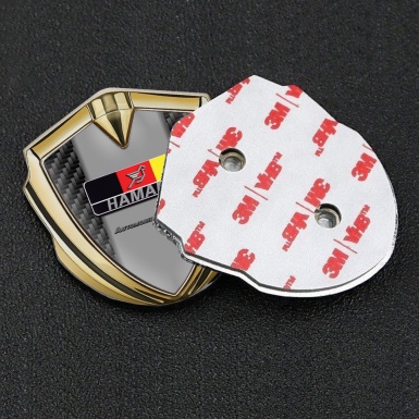 Hamann Emblem Logo Schriftzug Aufkleber Goldtonfarbe Schwarz Carbon mit Deutsch Logo Motiv